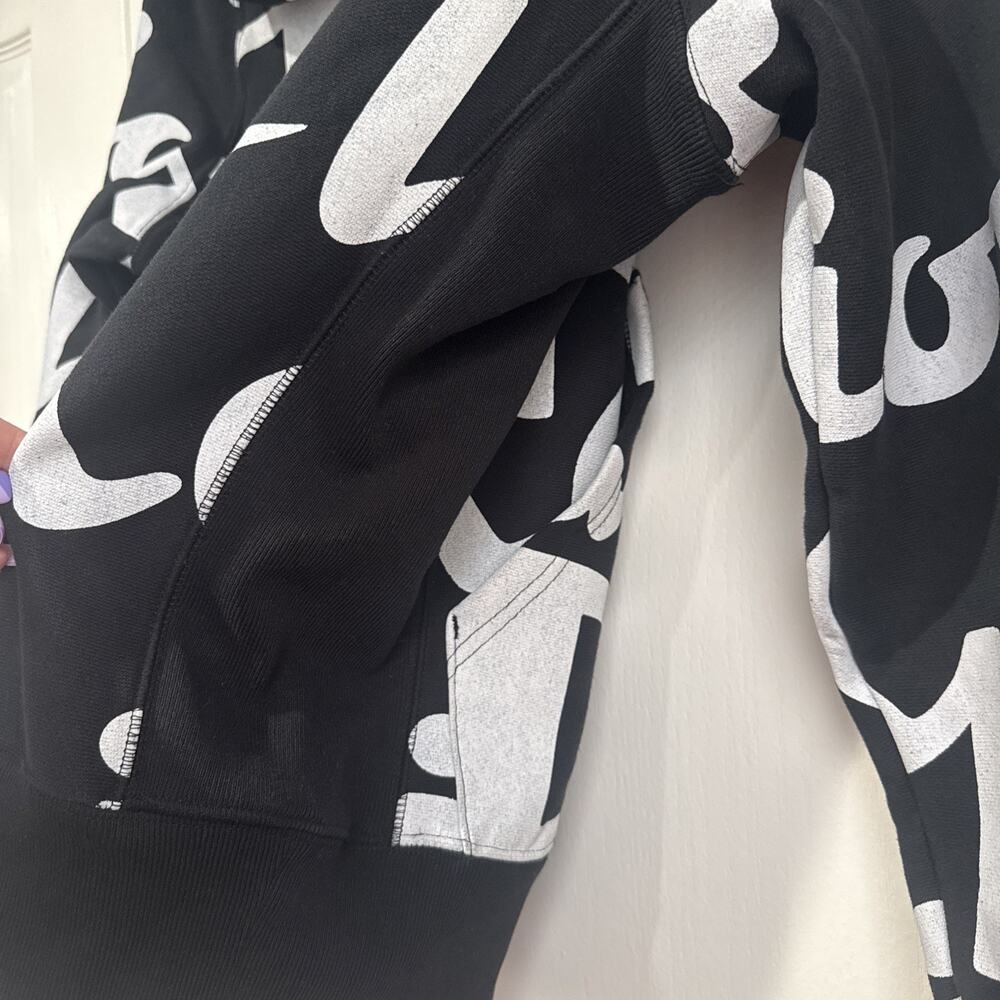Champion Reverse Weave All Over Print AOP Hoodie Black White Pullover Size Small - Picture 8 of 12